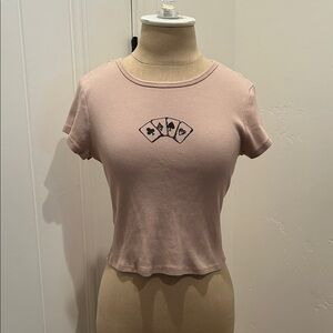 Reformation Muse Short Sleeve Ribbed Graphic Tee In Playing Cards